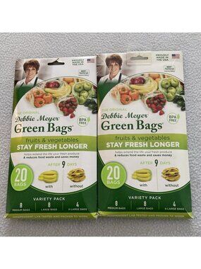 Debbie Meyer Green Bags 40-Pack (16M, 16L, 8XL), Green NEW NWT
